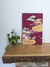 Load image into Gallery viewer, Japanese bridge landscape wall art (red purple)
