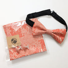 Load image into Gallery viewer, Silk Bow Tie - Pink orange bamboo
