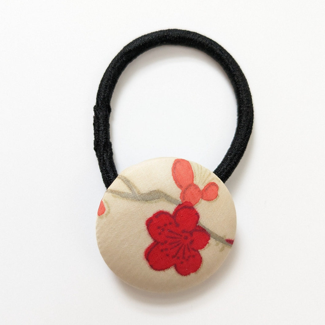 Silk Covered Button hair tie (Flower 6 variations)