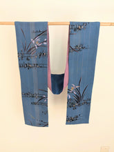 Load image into Gallery viewer, Silk Kimono Scarf - Blue with Colourful Flowers
