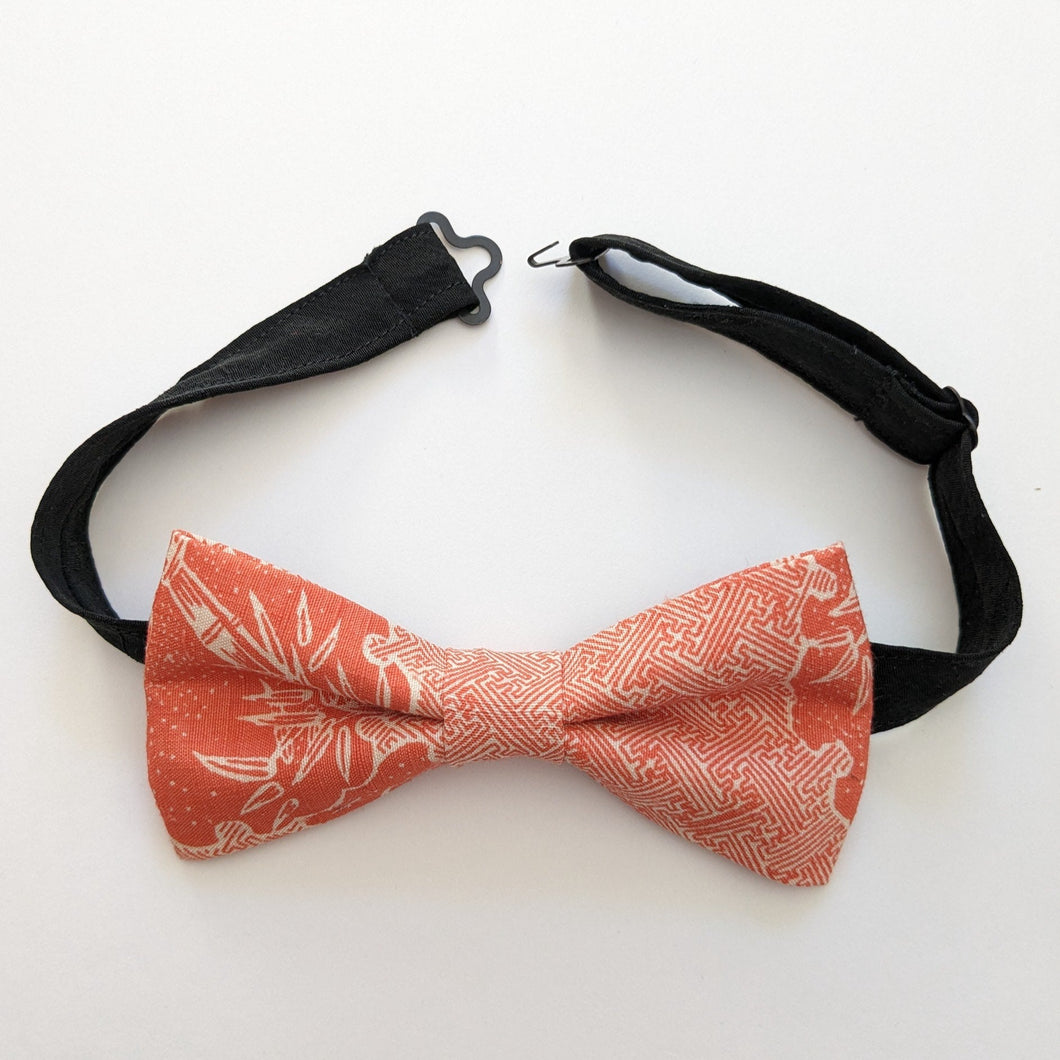 Silk Bow Tie - Pink orange bamboo